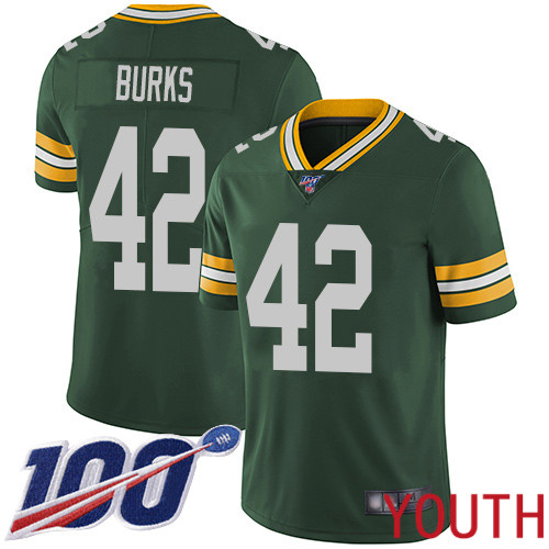 Green Bay Packers Limited Green Youth #42 Burks Oren Home Jersey Nike NFL 100th Season Vapor Untouchable->youth nfl jersey->Youth Jersey